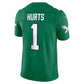 P.Eagles #1 Jalen Hurts Kelly Green Alternate Vapor F.U.S.E. Stitched Limited Football Jersey