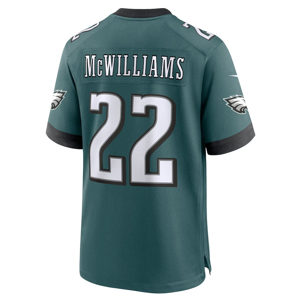 P.Eagles #22 Mac McWilliams Midnight Green Team Game Stitched American Football Jerseys