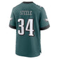 P.Eagles #34 Carson Steele Midnight Green Team Game Football Jersey