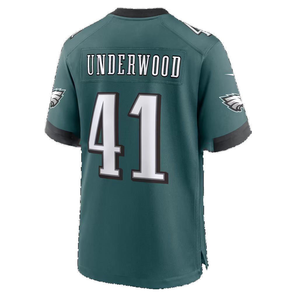 P.Eagles #41 Rocco Underwood Midnight Green Team Game Football Jersey