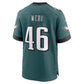 P.Eagles #46 Joshua Weru Midnight Green Team Game Football Jersey