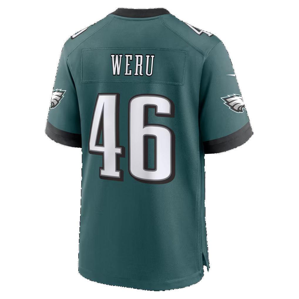 P.Eagles #46 Joshua Weru Midnight Green Team Game Football Jersey