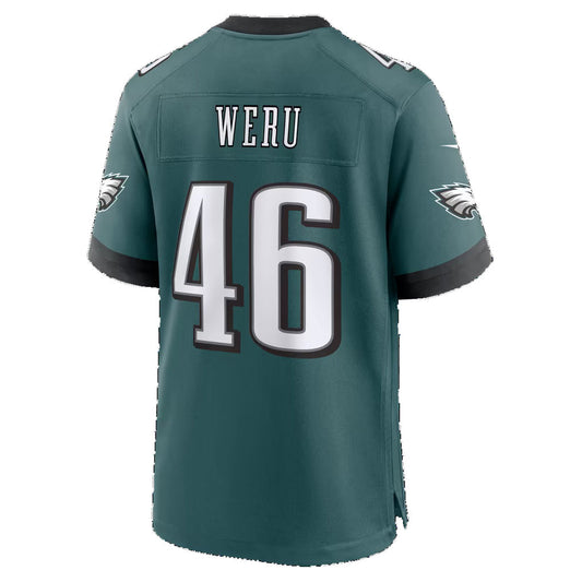 P.Eagles #46 Joshua Weru Midnight Green Team Game Football Jersey