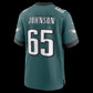 P.Eagles #65 Lane Johnson Midnight Green Team Game Stitched Football American Jersey