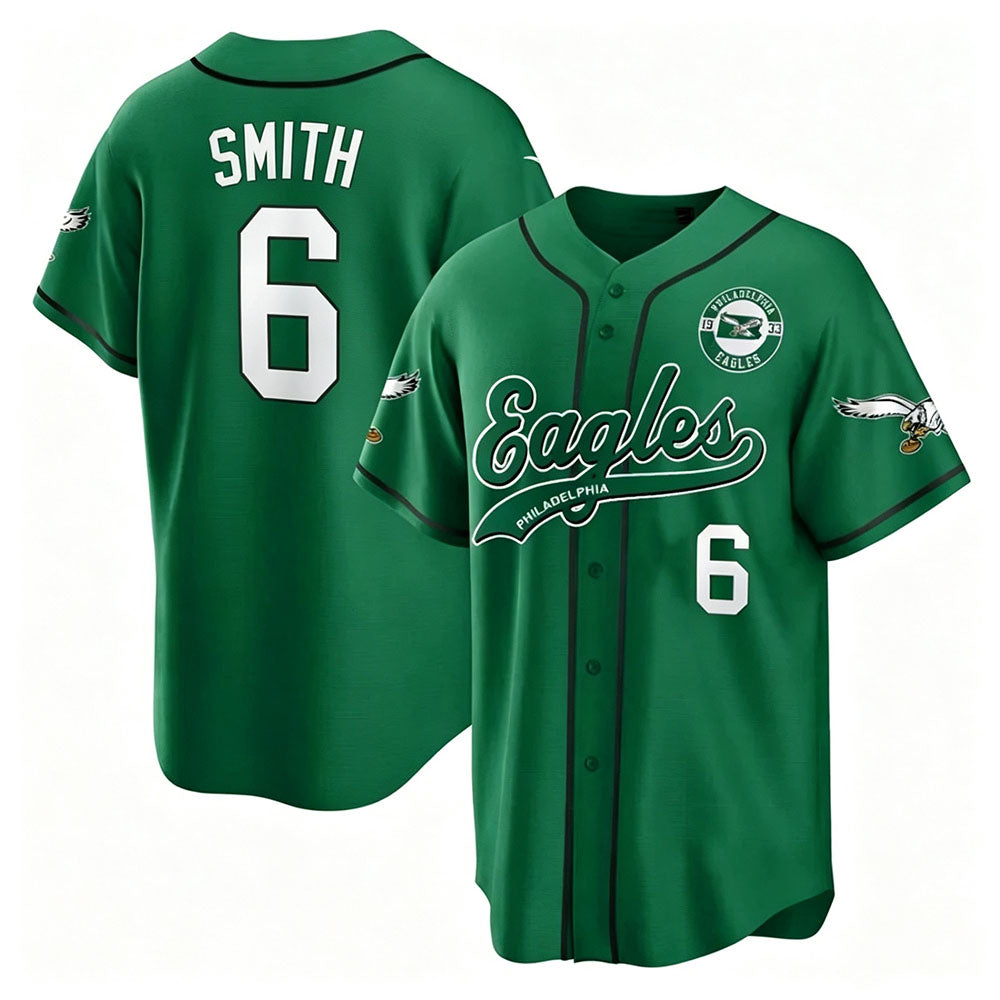 P.Eagles #6 DeVonta Smith Kelly Green Stitched Baseball Jersey