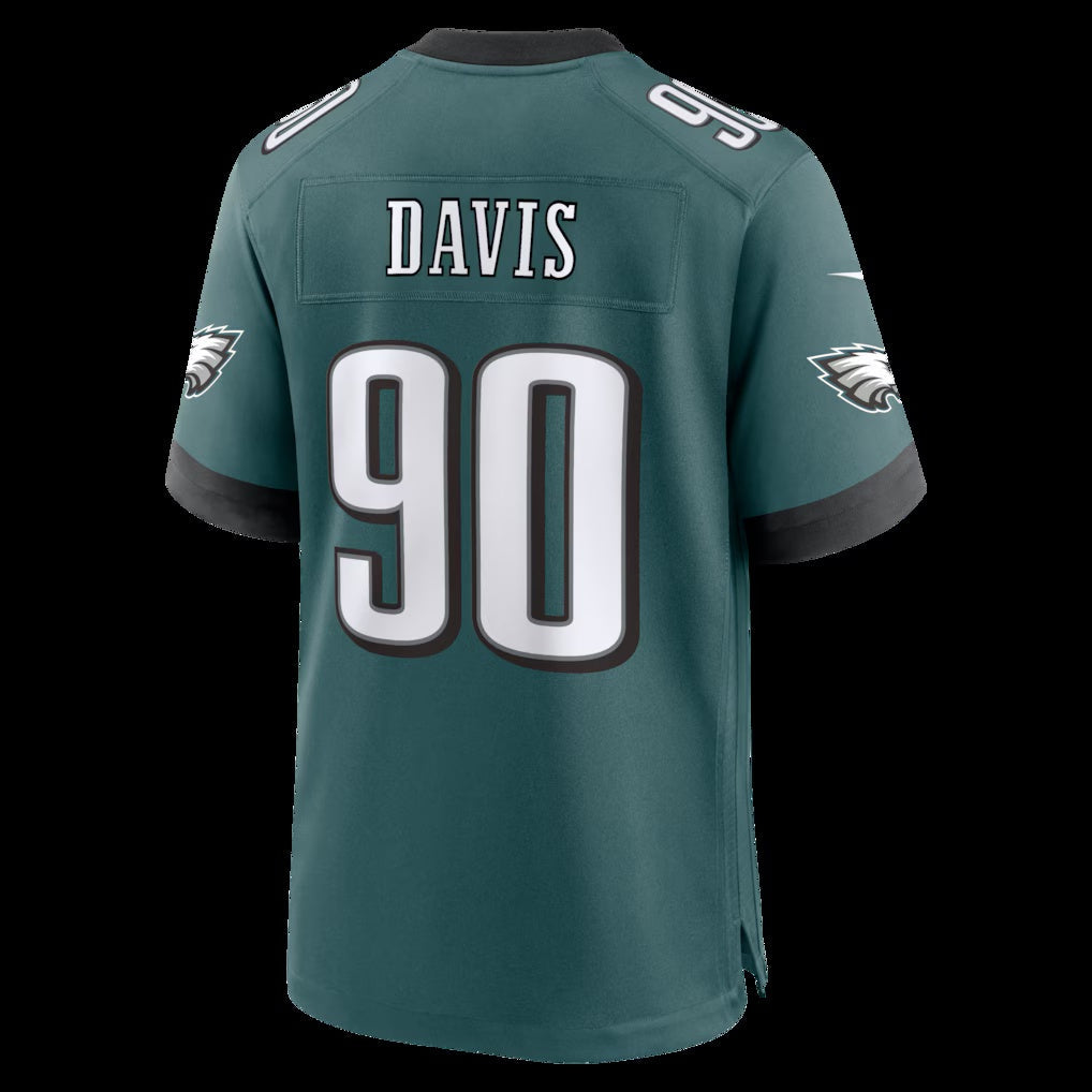 P.Eagles #90 Jordan Davis Midnight Green Team Game Stitched Football American Jersey