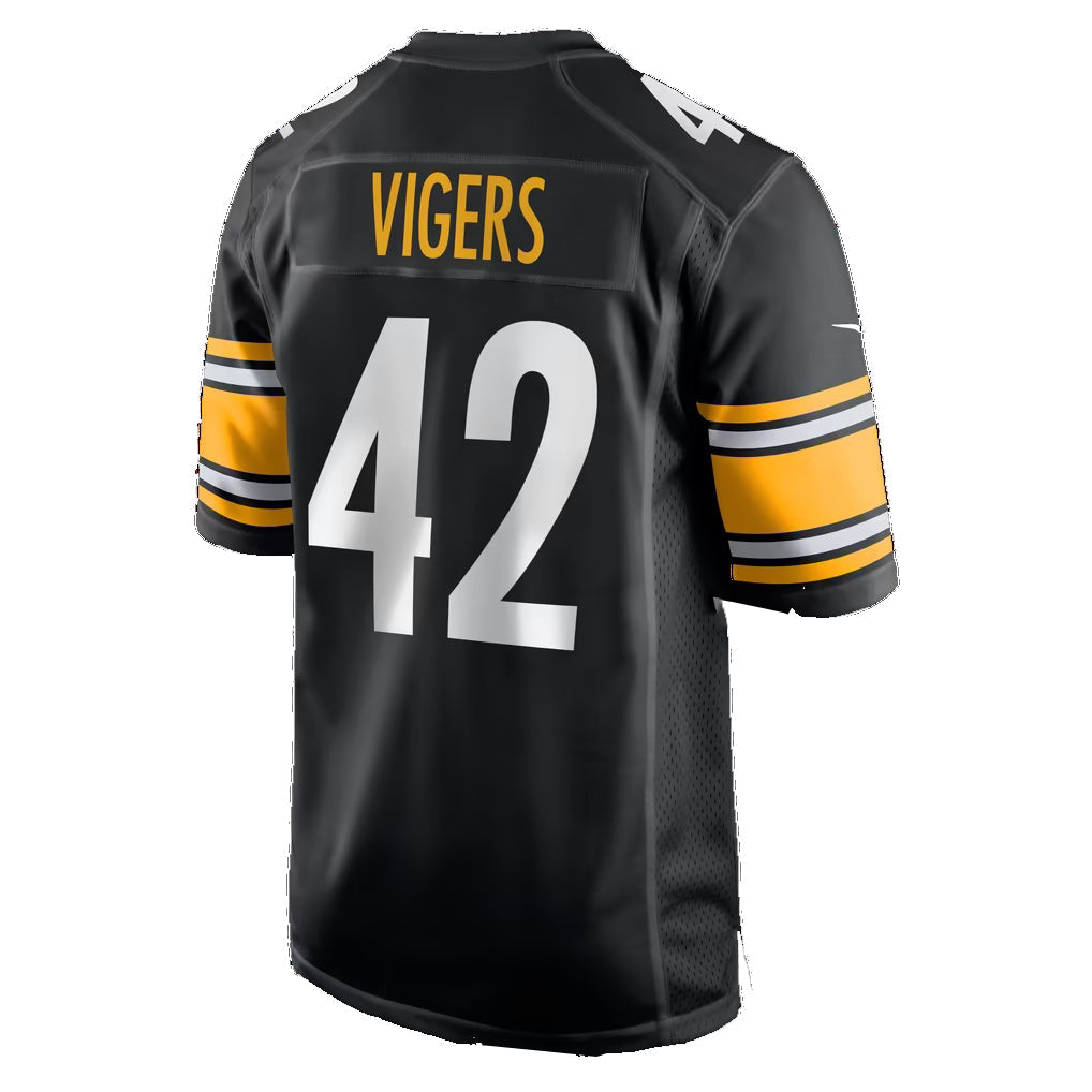 P.Steelers #42 Car'lin Vigers Black Team Game Football Jersey