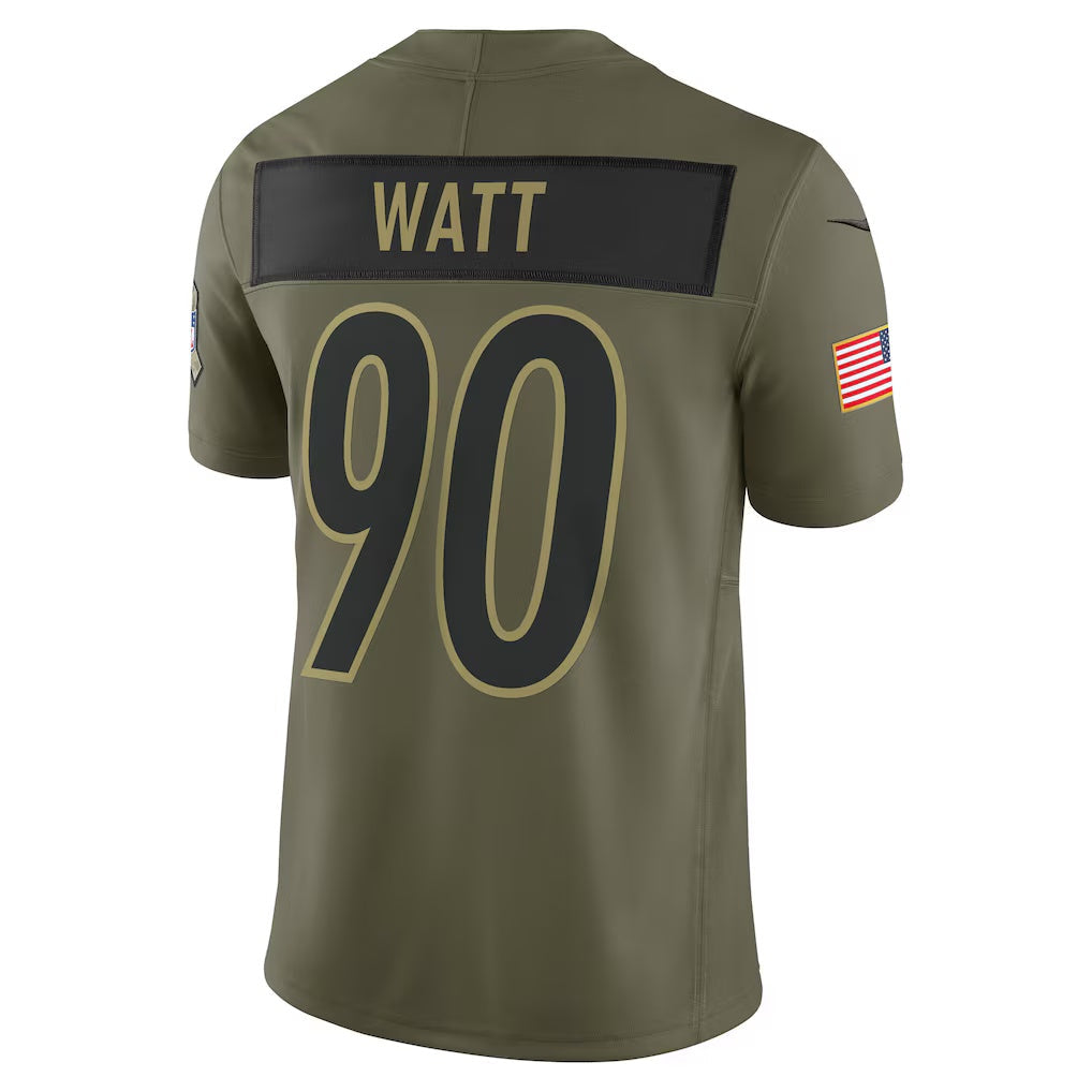 P.Steelers #90 T.J. Watt Olive 2025 Salute to Service Limited Stitched American Football Jerseys