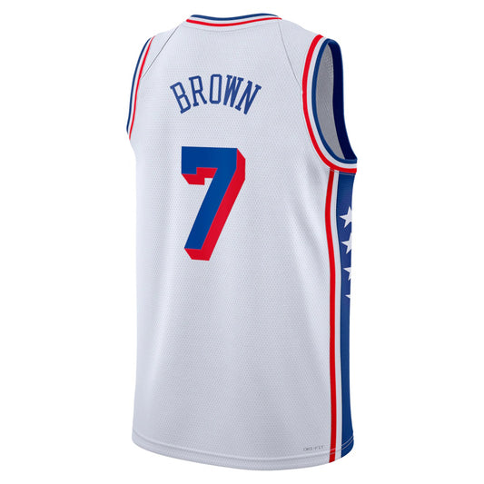 PH.76ers #7 Jaylen Brown White Swingman Jersey - Association Edition Stitched American Basketball Jersey