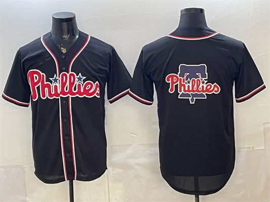 Philadelphia Phillies Team Big Logo 2026 Fashion Replica Black Out Stitched Baseball Jersey