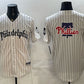 Philadelphia Phillies Team Big Logo Cream Pinstripe Gothic Vapor Limited Stitched Baseball Jersey