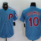 Philadelphia Phillies #10 J.T. Realmuto Blue Cool Base Stitched Baseball Jersey