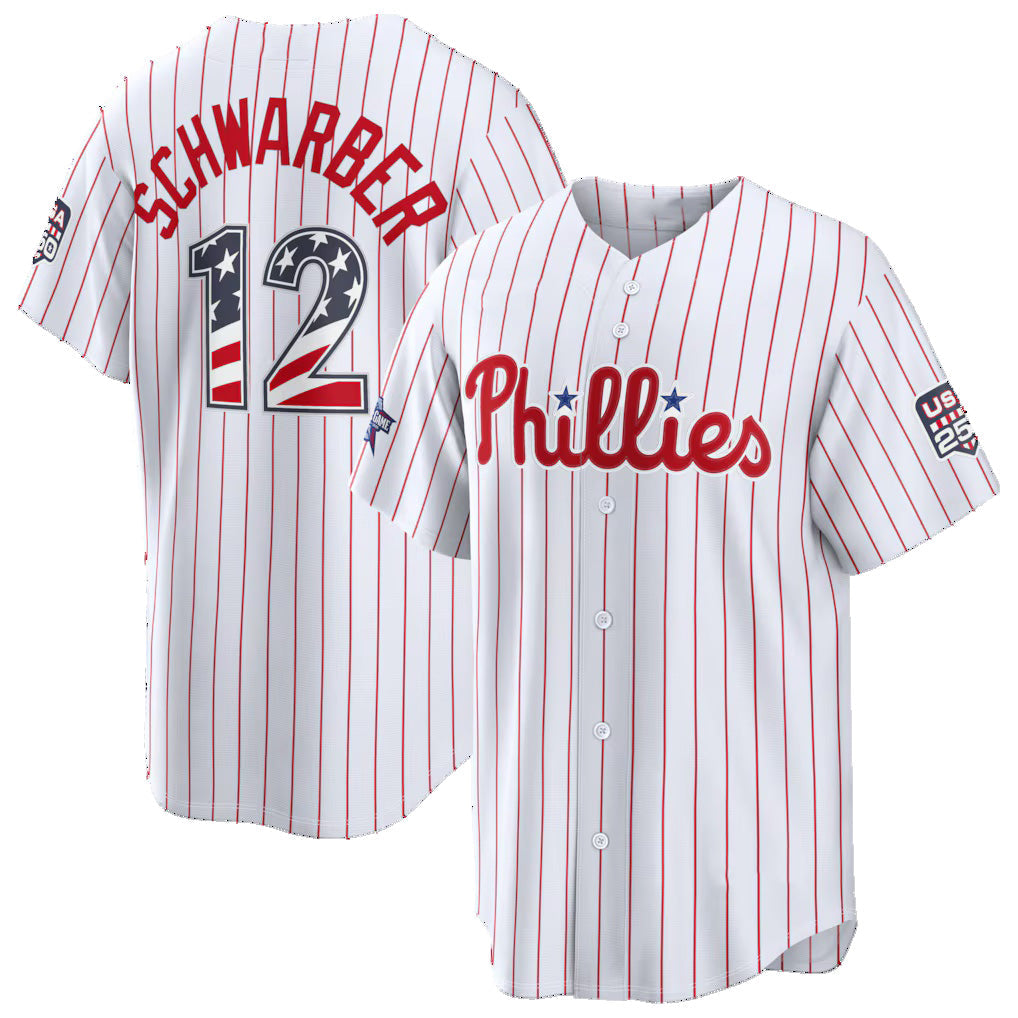 Philadelphia Phillies #12 Kyle Schwarber 2026 All-Star Edition Stars & Stripes White Stadium Baseball Jersey