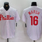 Philadelphia Phillies #16 Brandon Marsh White Pinstripe Stitched Cool Base Baseball Jersey