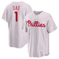 Philadelphia Phillies #1 Dad Home Replica Jersey - White Stitched Baseball Jersey