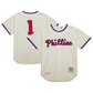 Philadelphia Phillies #1 Richie Ashburn Mitchell & Ness Cooperstown Collection 1948 Authentic Jersey - Cream Baseball Jersey