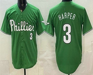 Philadelphia Phillies #3 Bryce Harper Green Limited Stitched Baseball Jersey