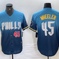 Philadelphia Phillies #45 Zack Wheeler Blue 2024 City Player Number Cool Base Stitched Baseball Jersey
