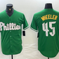 Philadelphia Phillies #45 Zack Wheeler Kelly Green Cool Base Jersey Baseball Jersey