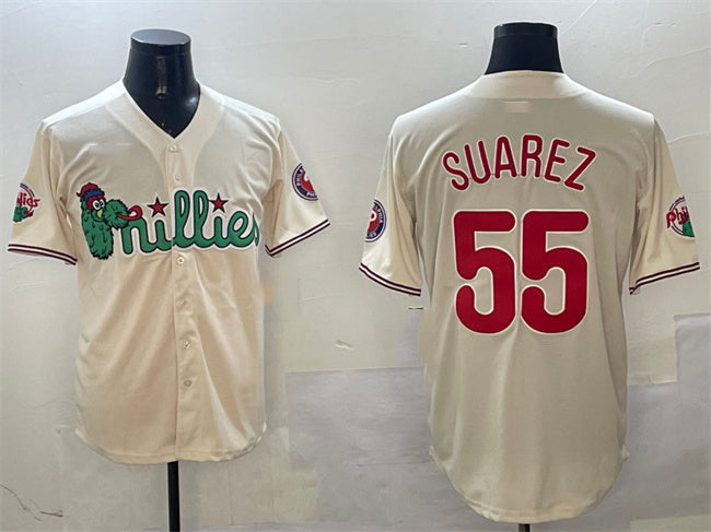 Philadelphia Phillies #55 Ranger Suárez Cream Phanatic Limited Stitched Baseball Jersey