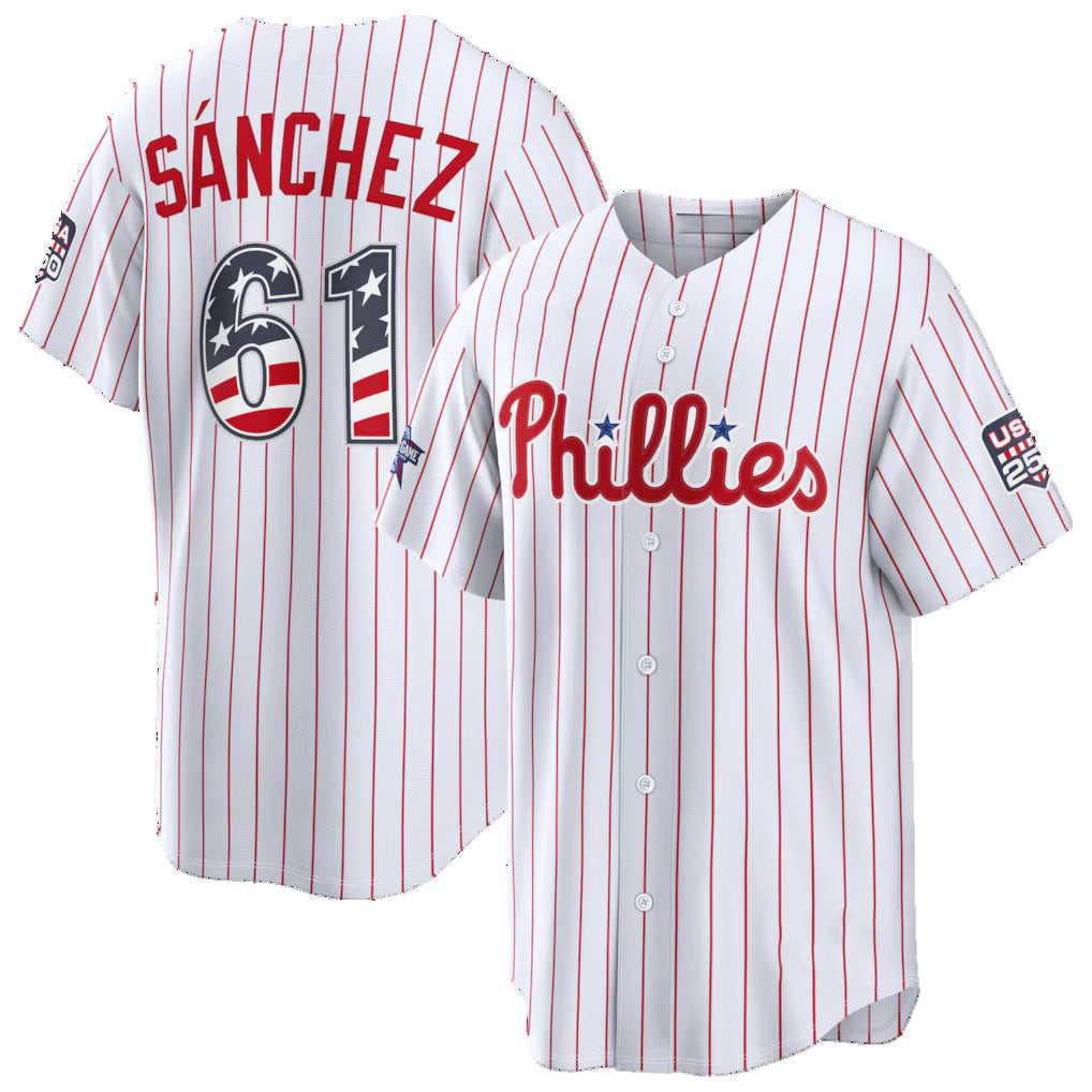 Philadelphia Phillies #61 Cristopher S¨¢nchez 2026 All-Star Edition Stars & Stripes White Stadium Baseball Jersey