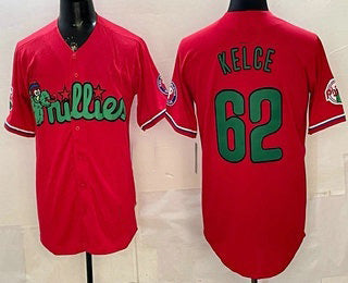Philadelphia Phillies #62 Jason Kelce Red Limited Stitched Baseball Jersey