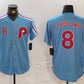 Philadelphia Phillies #8 Nick Castellanos Number Light Blue Cooperstown Cool Base Baseball Jersey