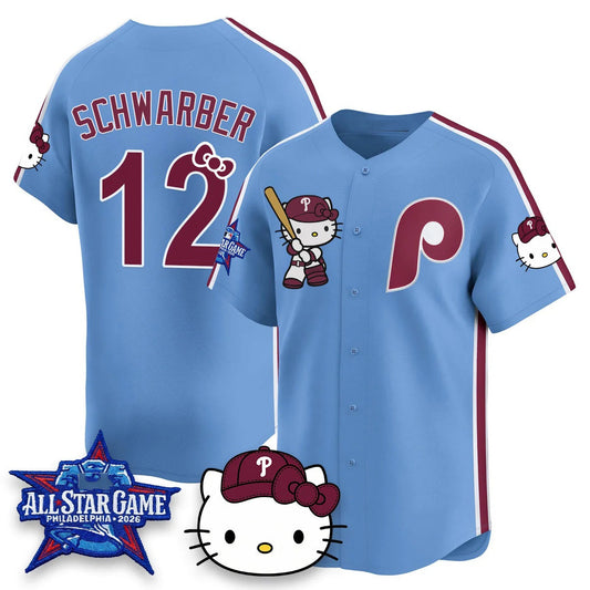 Philadelphia Phillies #12 Kyle Schwarbe Light Blue Puhics Meow KT Vapor Limited V2 Stitched Jersey