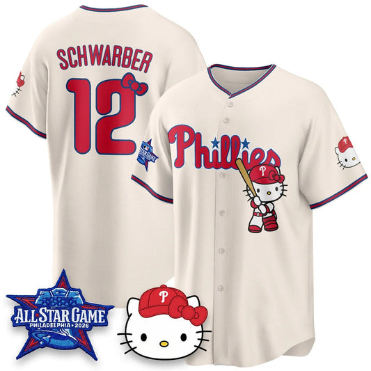 Philadelphia Phillies #12 Kyle Schwarbe Light Cream Puhics Meow KT Vapor Limited V2 Stitched Jersey
