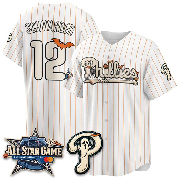 Philadelphia Phillies #12 Kyle Schwarbe White Puhics Halloween 2026 Vapor Limited Stitched Jerseys