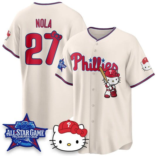 Philadelphia Phillies #27 Aaron Nola Cream Puhics Meow KT Vapor Limited V2 Stitched Jersey