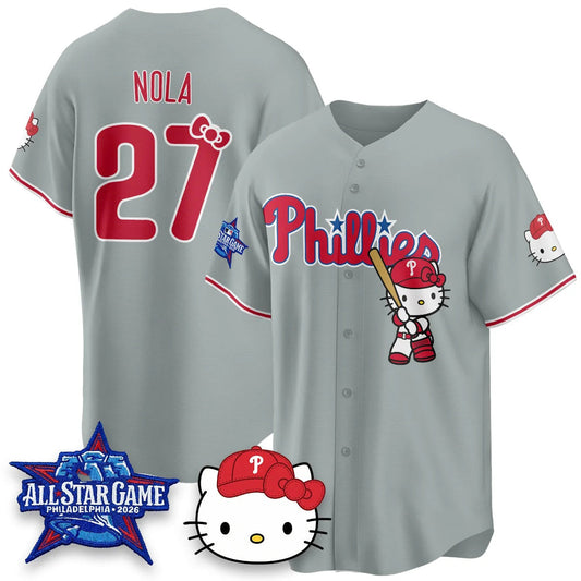 Philadelphia Phillies #27 Aaron Nola Gray Puhics Meow KT Vapor Limited V2 Stitched Jersey