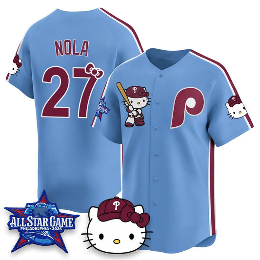 Philadelphia Phillies #27 Aaron Nola Light Blue Puhics Meow KT Vapor Limited V2 Stitched Jersey