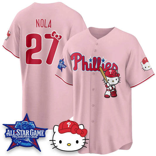 Philadelphia Phillies #27 Aaron Nola Pink Puhics Meow KT Vapor Limited V2 Stitched Jersey
