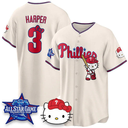 Philadelphia Phillies #3 Bryce Harper Cream Puhics Meow KT Vapor Limited V2 Stitched Jersey