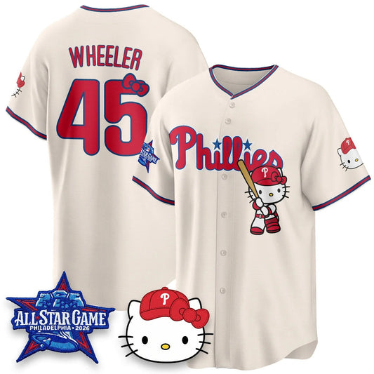 Philadelphia Phillies #45 Zack Wheeler Cream Puhics Meow KT Vapor Limited V2 Stitched Jersey