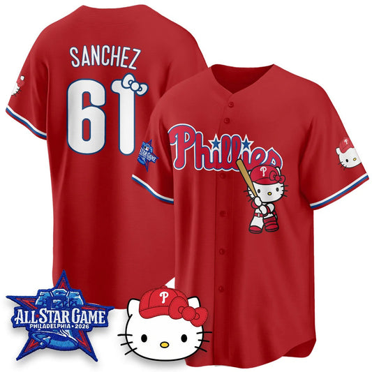 Philadelphia Phillies #61 Cristopher S¨¢nchez Red Puhics Meow KT Vapor Limited V2 Stitched Jersey