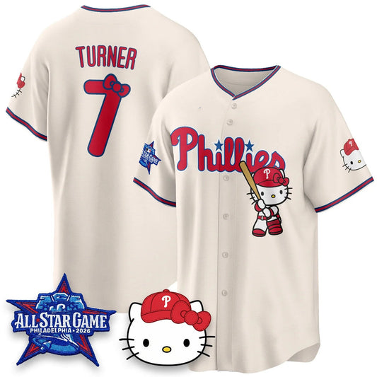 Philadelphia Phillies #7 Trea Turner Cream Puhics Meow KT Vapor Limited V2 Stitched Jersey