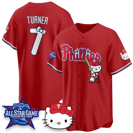 Philadelphia Phillies #7 Trea Turner Red Puhics Meow KT Vapor Limited V2 Stitched Jersey