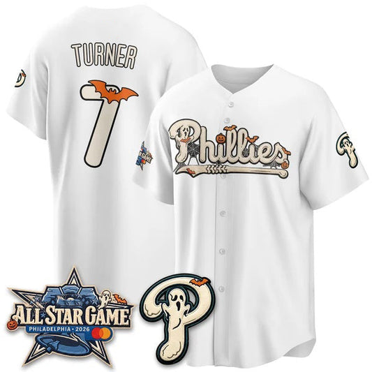 Philadelphia Phillies #7 Trea Turner White Puhics Halloween 2026 Vapor Limited Stitched Jersey