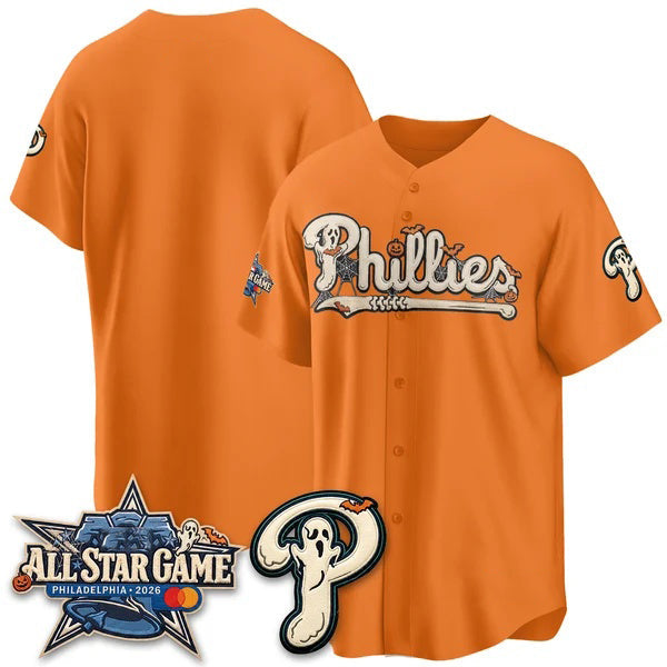 Philadelphia Phillies Orange Puhics Halloween 2026 Vapor Limited Stitched Jersey