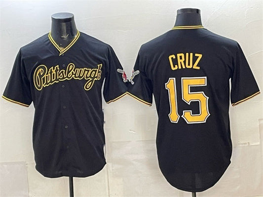 Pittsburgh Pirates #15 Oneil Cruz Black Limited Stitched Baseball Jersey