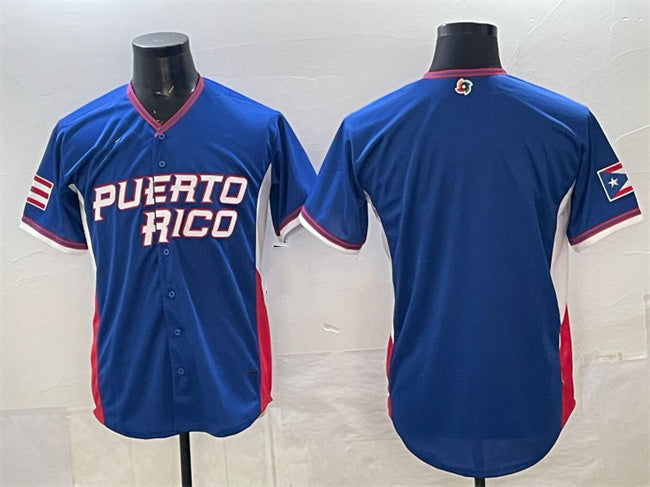 Puerto Rico Baseball Blank Blue 2026 World Baseball Classic Road Stadium Stitched Baseball Jersey