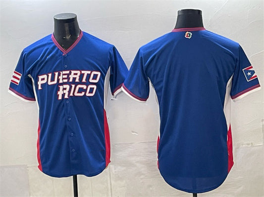 Puerto Rico Baseball Blank Blue 2026 World Baseball Classic Road Stadium Stitched Baseball Jersey