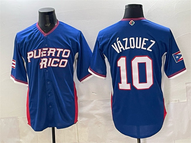 Puerto Rico Baseball #10 Luis Vázquez Royal 2026 World Baseball Classic Road Stadium Stitched Baseball Jersey