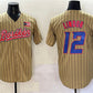Puerto Rico Baseball #12 Francisco Lindor Tan 2023 World Baseball Classic Stitched Baseball Jersey