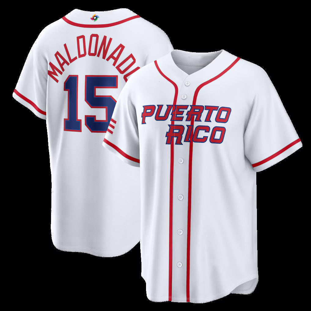 Puerto Rico Baseball #15 Mart¨ªn Maldonado 2026 World Baseball Classic Home Stadium Jersey - White Baseball Jersey Puhics