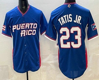 Puerto Rico Baseball #23 Fernando Tatis Jr Blue 2026 World Baseball Classic Cool Base Stitched Baseball Jersey