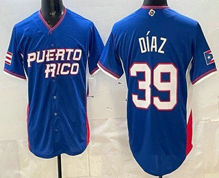 Puerto Rico Baseball #39 Edwin Diaz Blue 2026 World Baseball Classic Cool Base Stitched Baseball Jersey