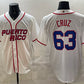 Puerto Rico Baseball #63 Fernando Cruz White 2026 World Baseball Classic Home Stadium Stitched Baseball Jersey